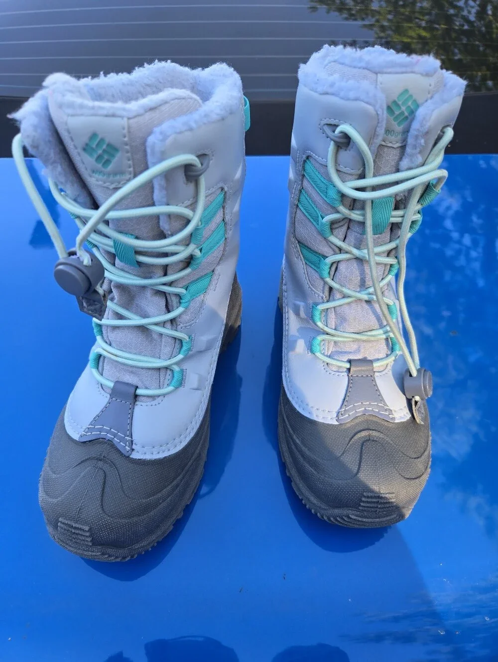 Columbia Kids Winter Snow Boots | Size 2 | 400g Insulated | Gray & Teal